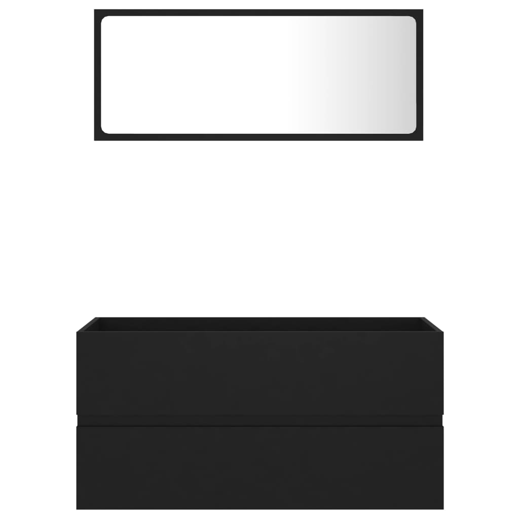 vidaXL 2-daļīgs vannasistabas mēbeļu komplekts, melns, skaidu plāksne