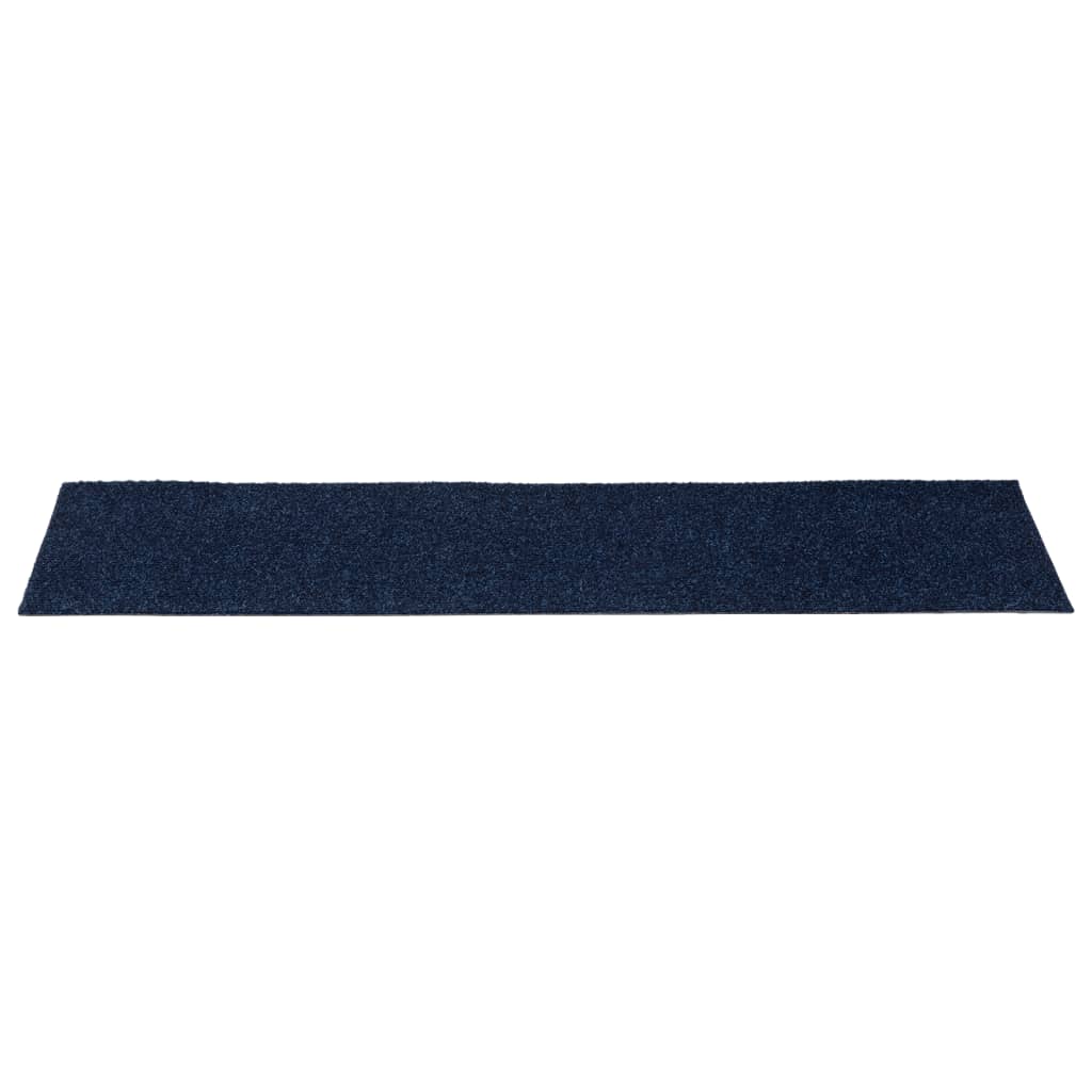 vidaXL kāpņu paklāji, 15 gab., pašlīmējoši, 76x20 cm, zili