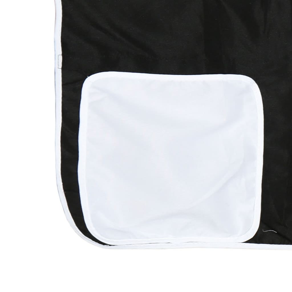 vidaXL bērnu gulta ar aizkariem, melni ar baltu, 80x200 cm, priede