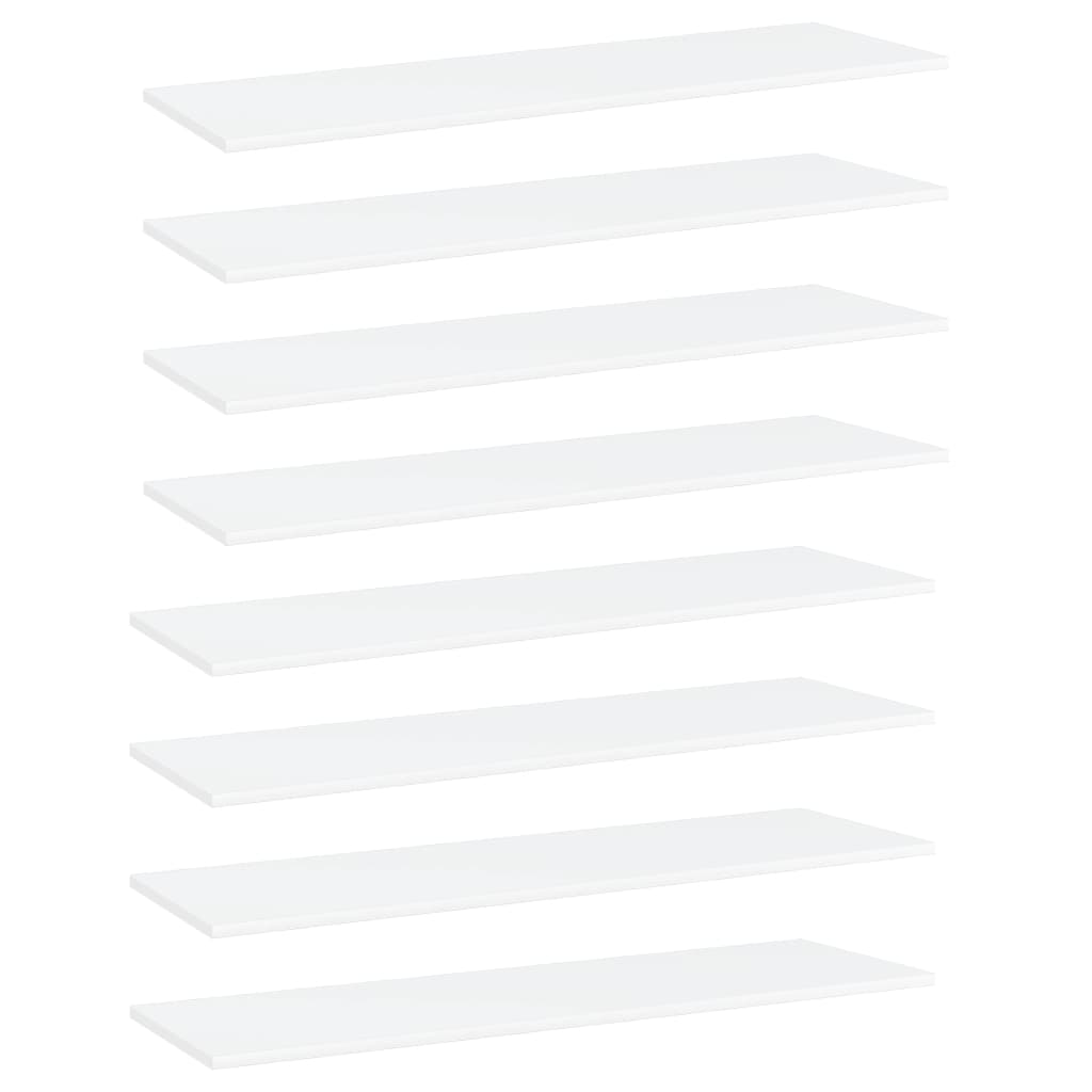 vidaXL plauktu dēļi, 8 gab., balti, 100x30x1,5 cm, skaidu plāksne