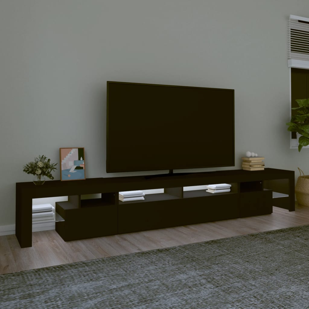 vidaXL TV skapītis ar LED apgaismojumu, melns, 260x36,5x40 cm