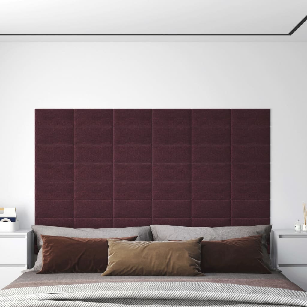 vidaXL sienas paneļi, 12 gab., violeti, 30x15 cm, audums, 0,54 m²