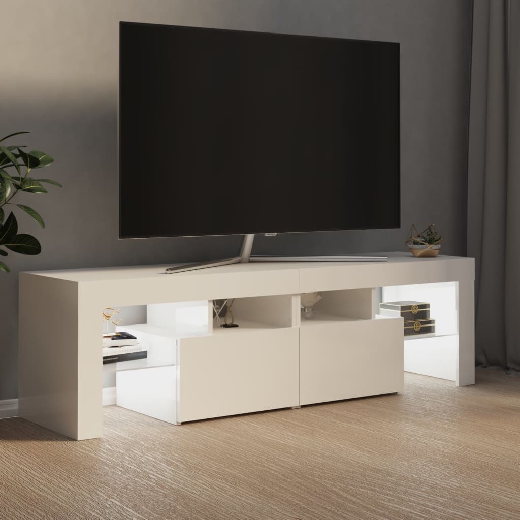 vidaXL TV skapītis ar LED lampiņām, 140x36,5x40 cm, spīdīgi balts