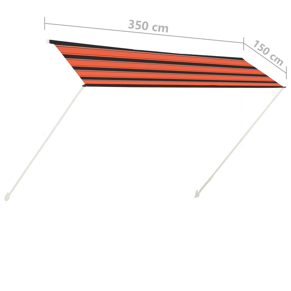 vidaXL markīze, oranža ar brūnu, 350x150 cm, izvelkama