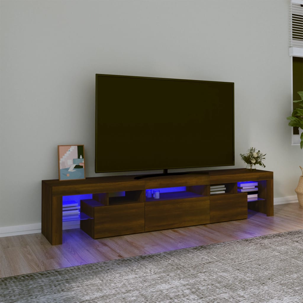 vidaXL TV skapītis ar LED apgaismojumu, ozolkoka krāsa, 200x36,5x40 cm