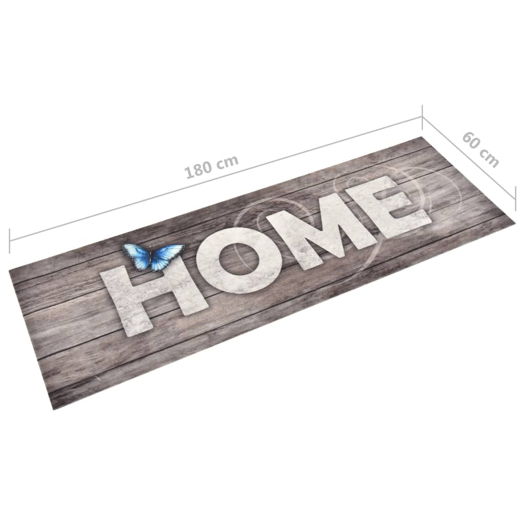 vidaXL virtuves paklājs, mazgājams, ar uzrakstu HOME, 60x180 cm