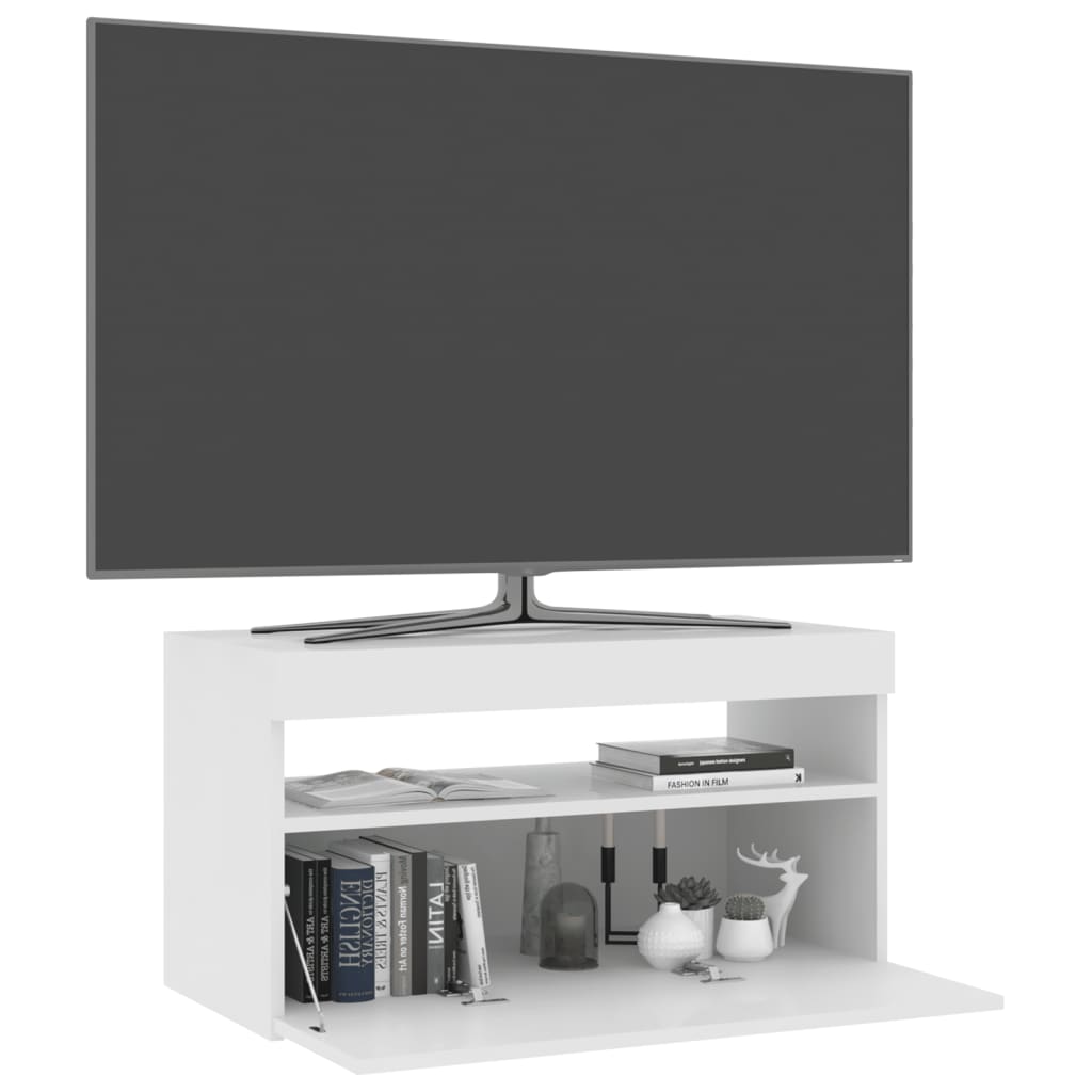 vidaXL TV skapītis ar LED lampiņām, balts, 75x35x40 cm