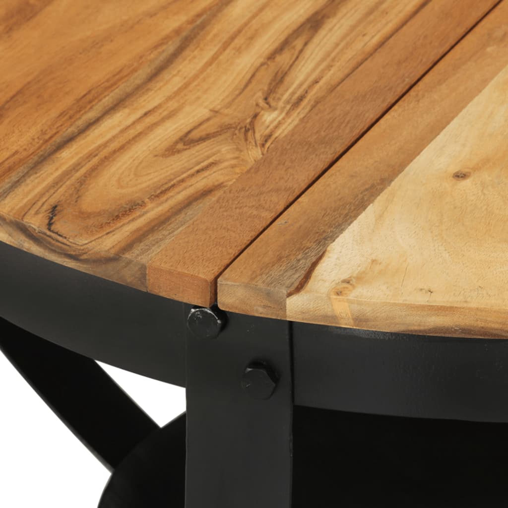 vidaXL kafijas galdiņš, Ø 68x43 cm, akācijas masīvkoks, dzelzs