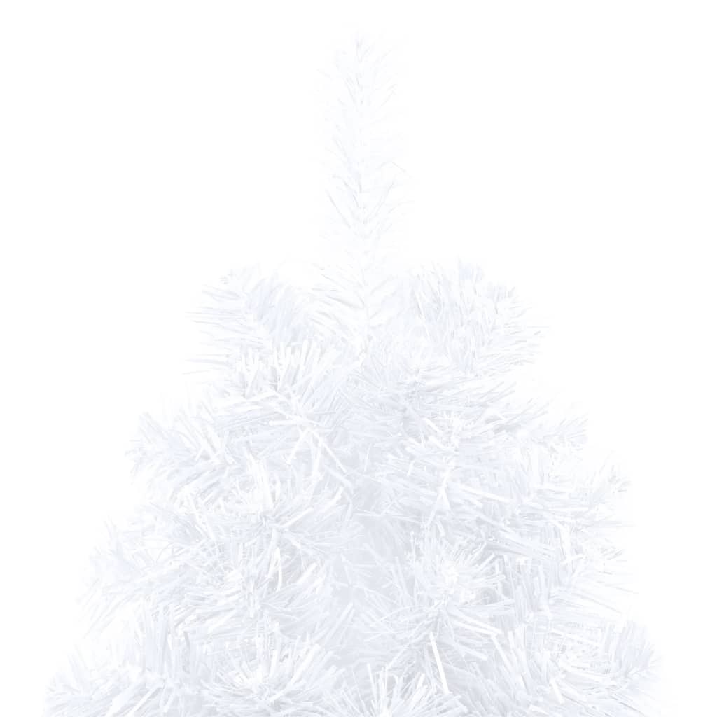vidaXL izgaismota Ziemassvētku egle ar rotājumiem, balta, 180 cm