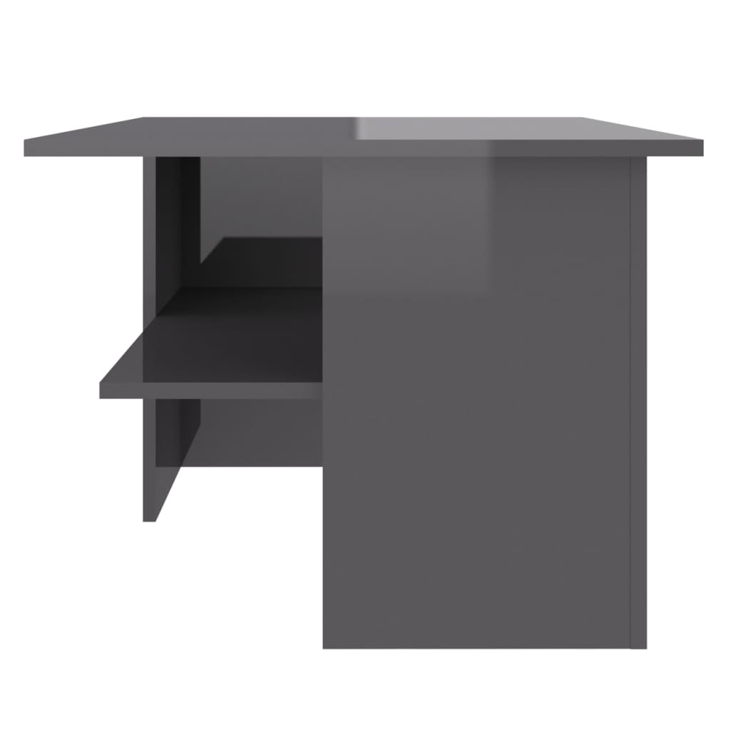 vidaXL kafijas galdiņš, spīdīgi pelēks, 90x60x46,5 cm, skaidu plāksne