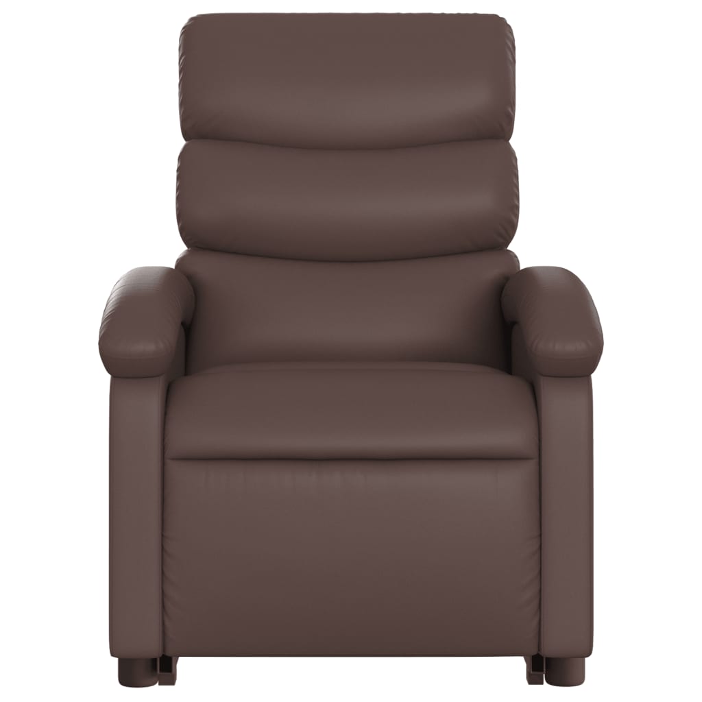 vidaXL masāžas krēsls, paceļams, atgāžams, brūna mākslīgā āda