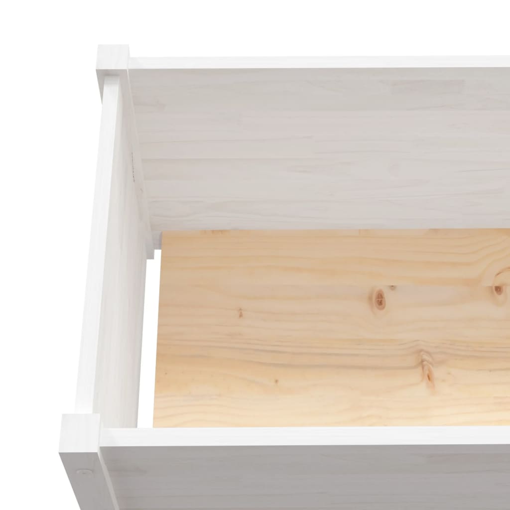 vidaXL dārza puķu kaste, 200x50x50 cm, balta, priedes masīvkoks
