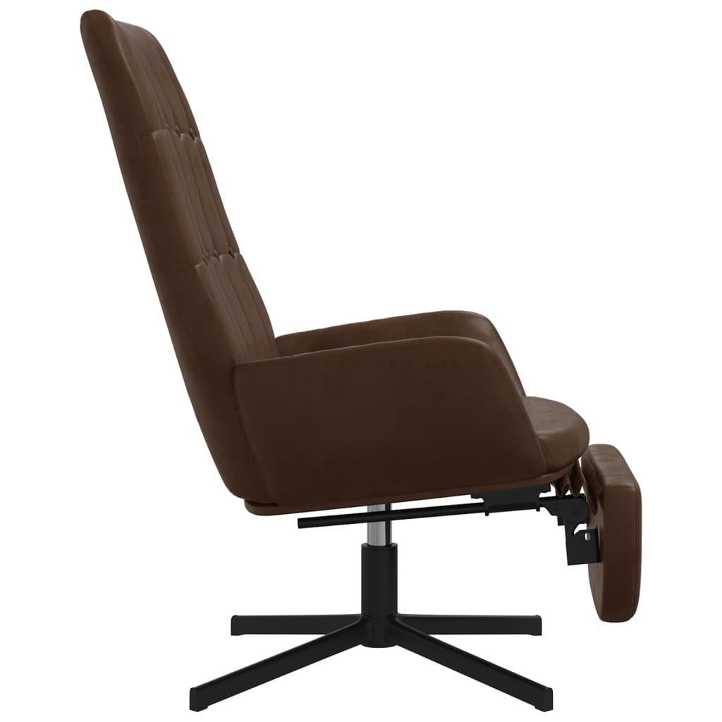 vidaXL atpūtas krēsls ar kāju balstu, spīdīgi brūna mākslīgā āda