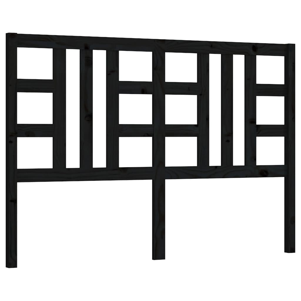 vidaXL gultas galvgalis, melns, 141x4x100 cm, priedes masīvkoks
