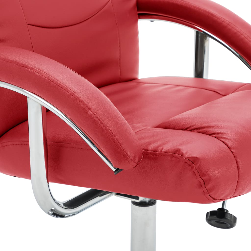 vidaXL atpūtas krēsls ar kāju soliņu, atgāžams, sarkana mākslīgā āda