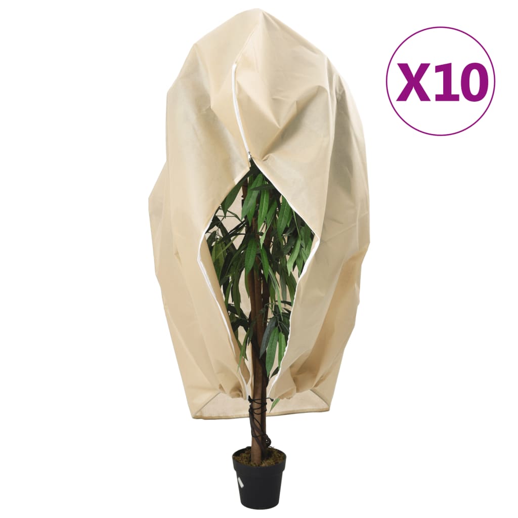 vidaXL augu pārsegi ar rāvējslēdzēju, 10 gab., 70 g/m², flīss, 1x1,55m
