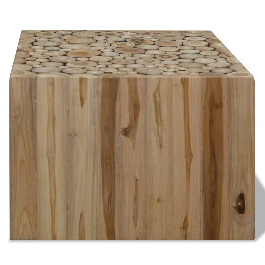 vidaXL kafijas galdiņš, dabīgs tīkkoks, 50x50x35 cm