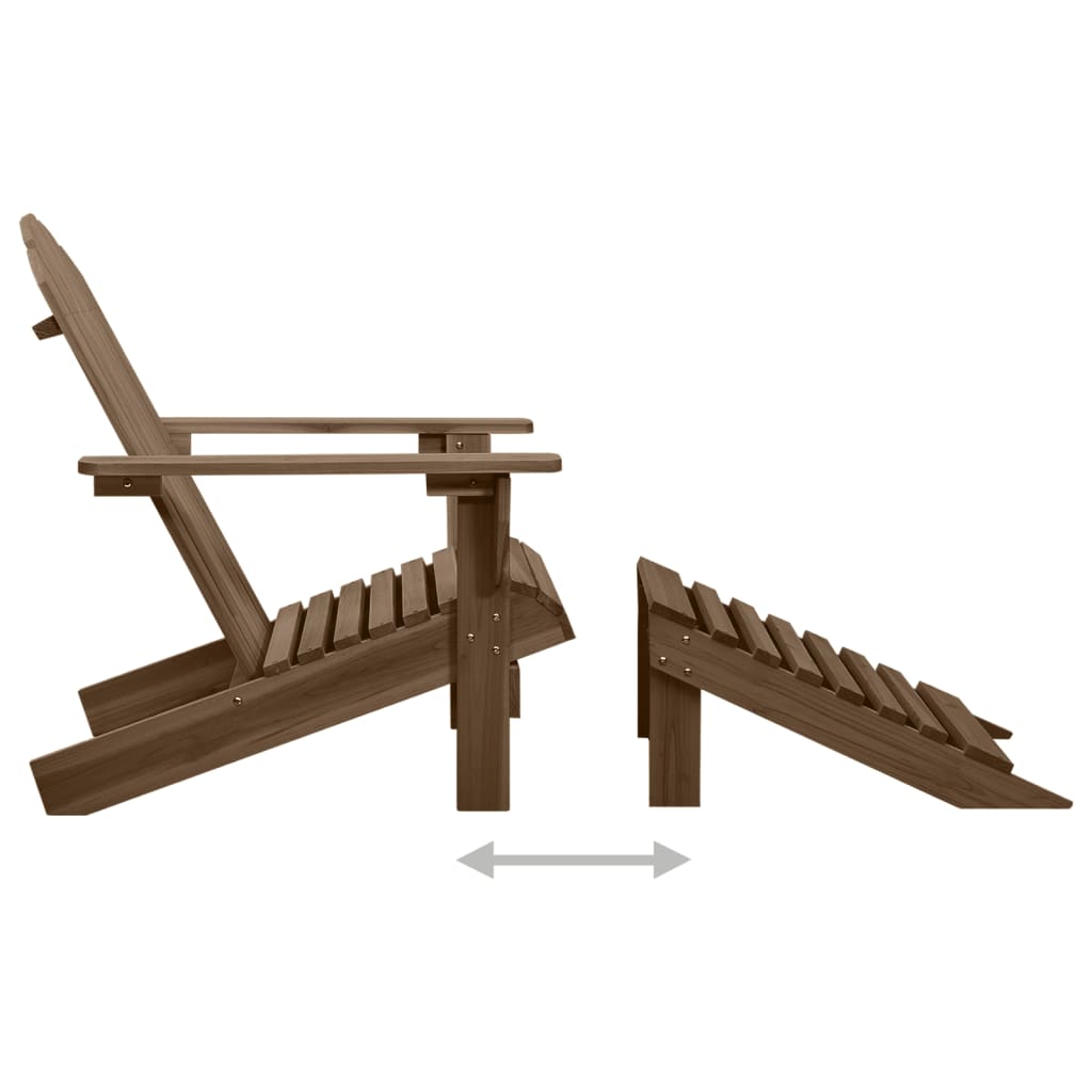 vidaXL dārza krēsls ar kāju balstu un galdiņu, egles masīvkoks, brūns