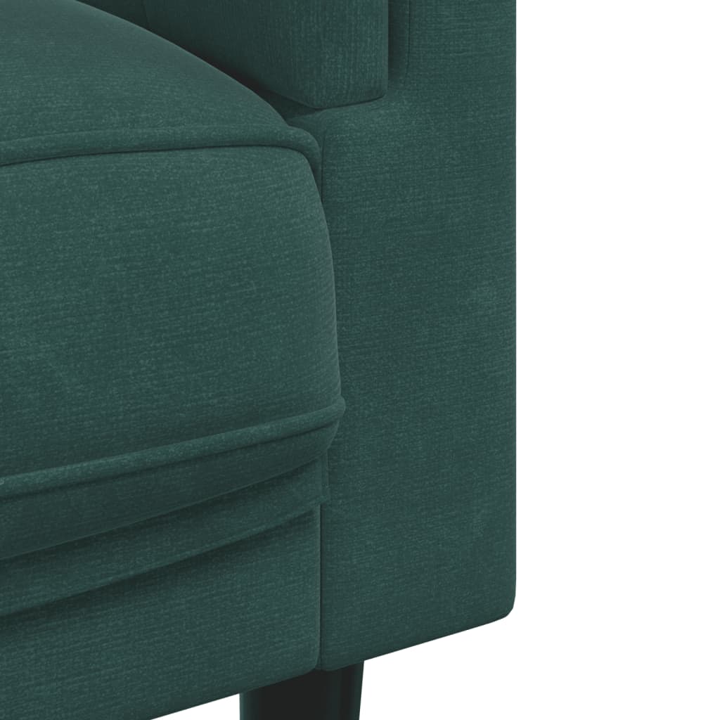 vidaXL trīsdaļīgs dīvānu komplekts ar spilveniem, tumši zaļš samts