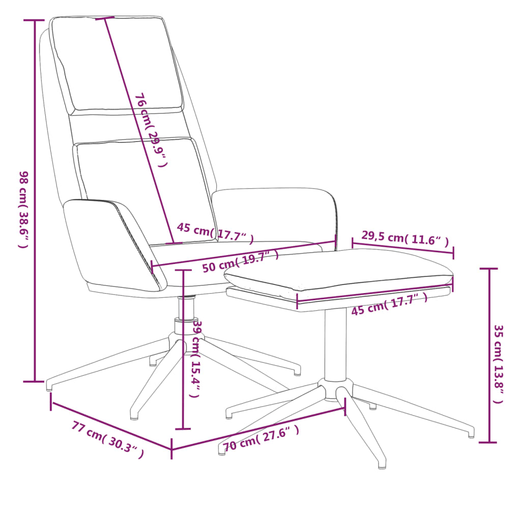 vidaXL atpūtas krēsls ar kājsoliņu, pelēkbrūns mikrošķiedras audums