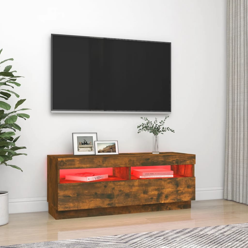 vidaXL TV skapītis ar LED lampiņām, ozolkoka krāsa, 100x35x40 cm