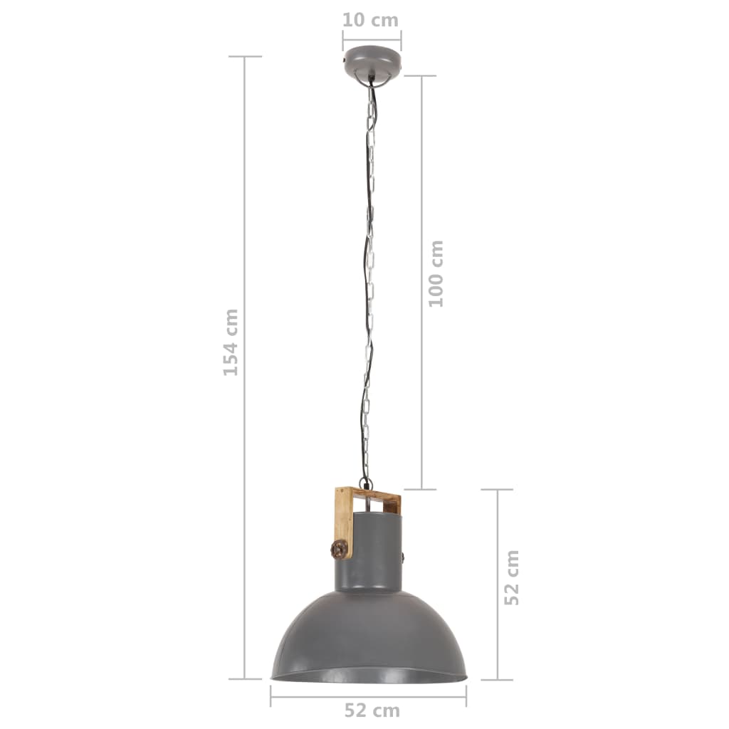vidaXL griestu lampa, industriāls dizains, pelēka, 25 W, 52 cm, E27