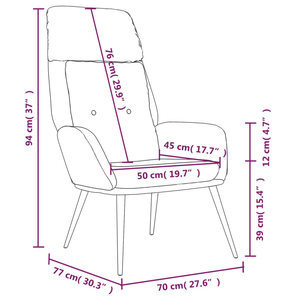 vidaXL atpūtas krēsls, krēmkrāsas mākslīgā zamšāda