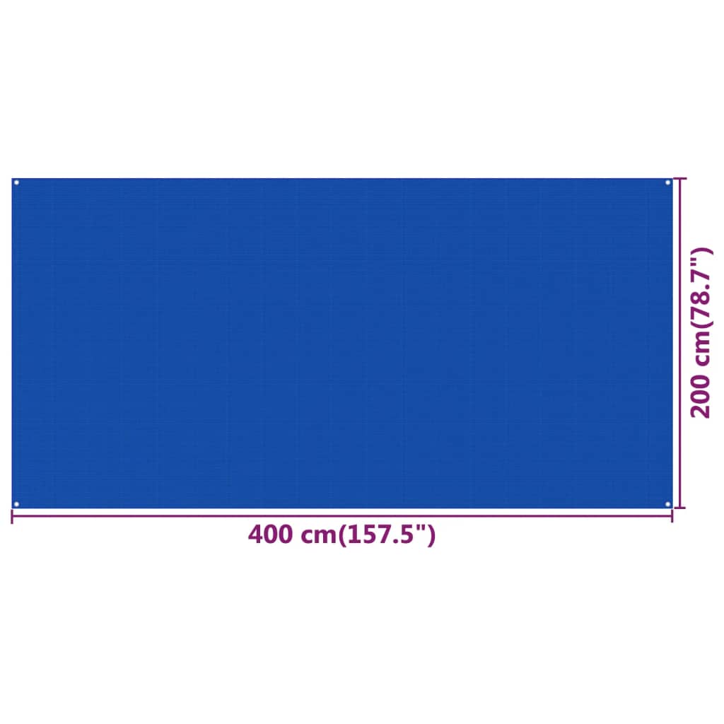 vidaXL telts paklājs, 200x400 cm, zils, HDPE