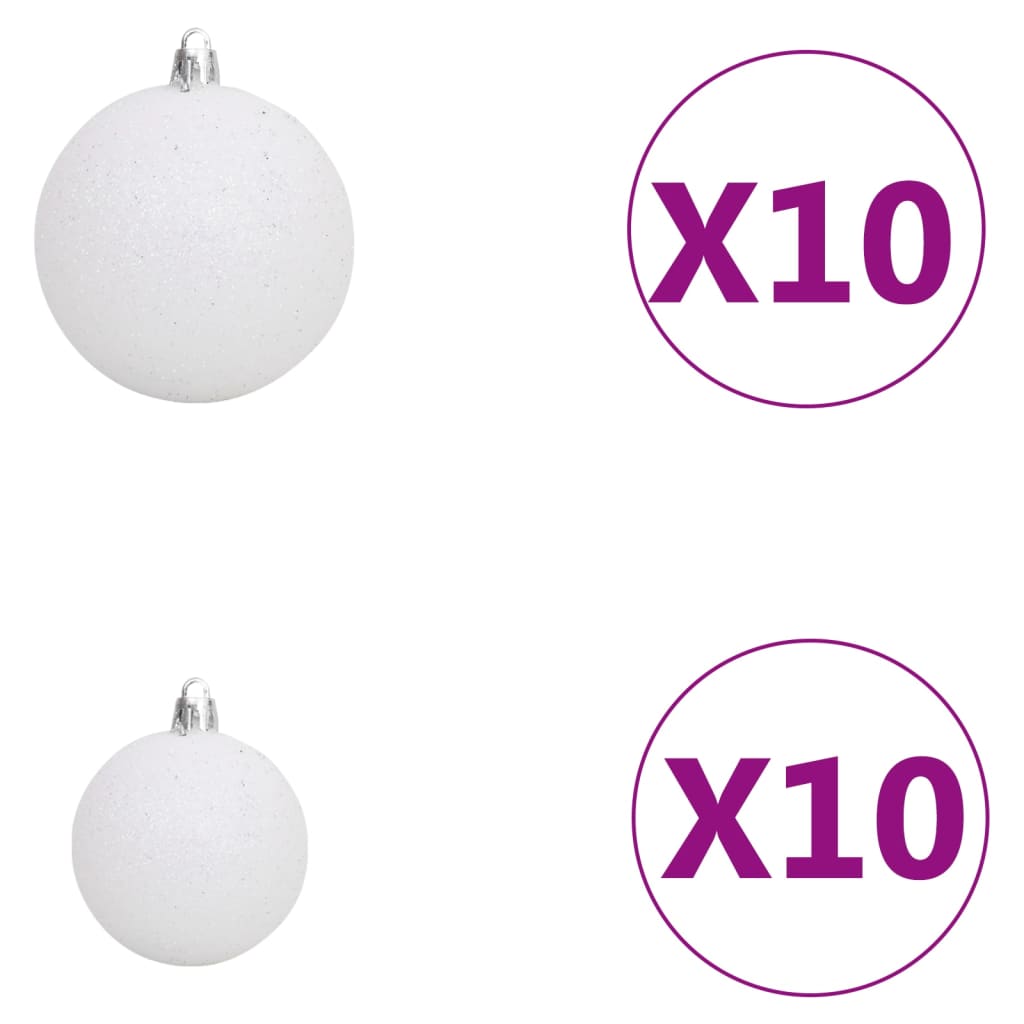 vidaXL mākslīgā Ziemassvētku egle, LED un bumbiņas, 210 cm, PVC un PE