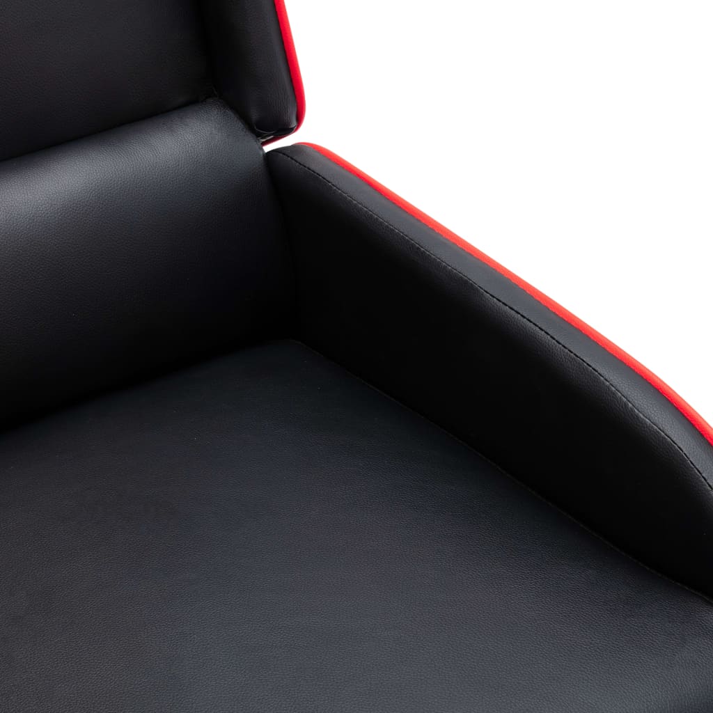 vidaXL atpūtas krēsls, atgāžams, melns ar sarkanu, mākslīgā āda
