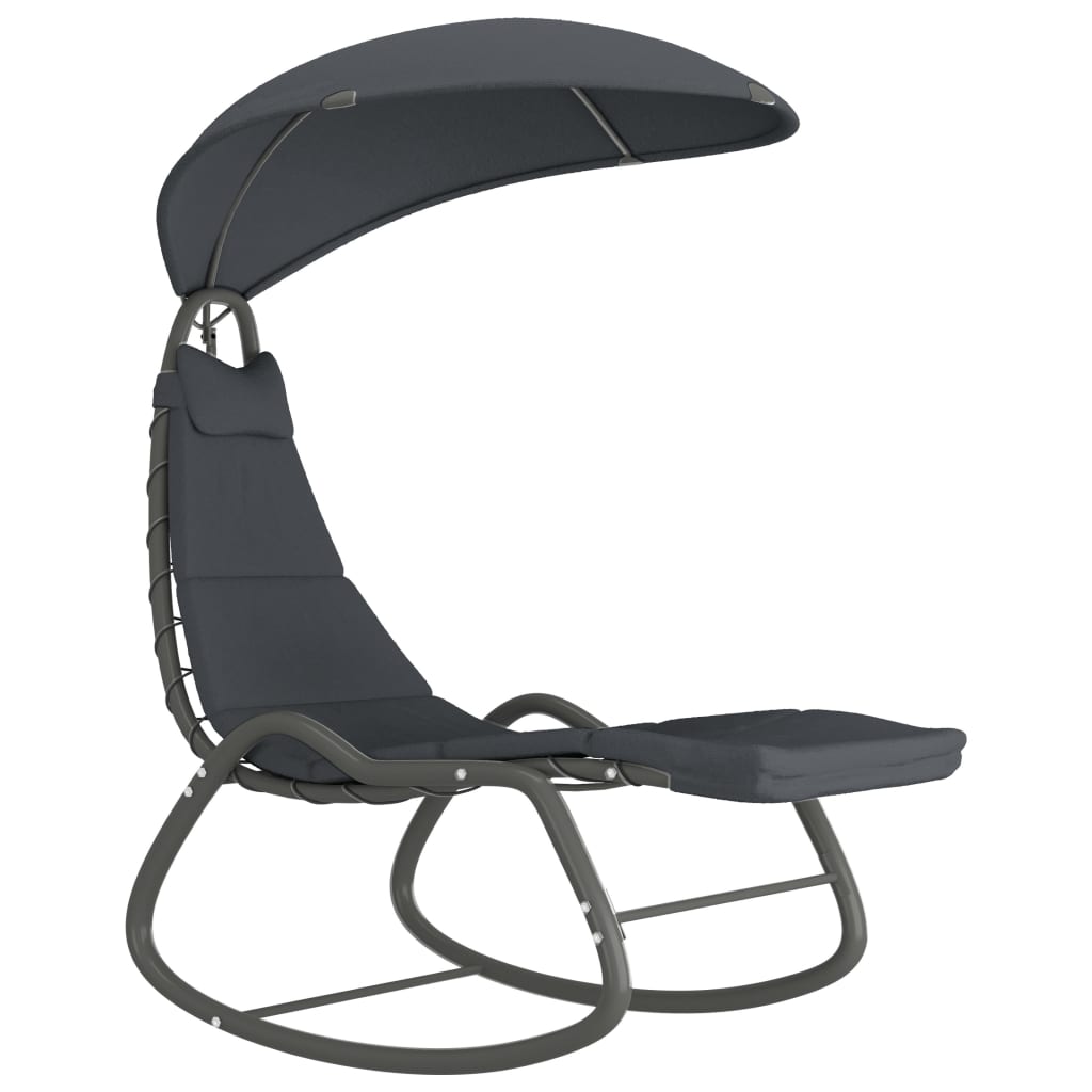 vidaXL dārza šūpuļkrēsls, pelēks, 160x80x195 cm, audums