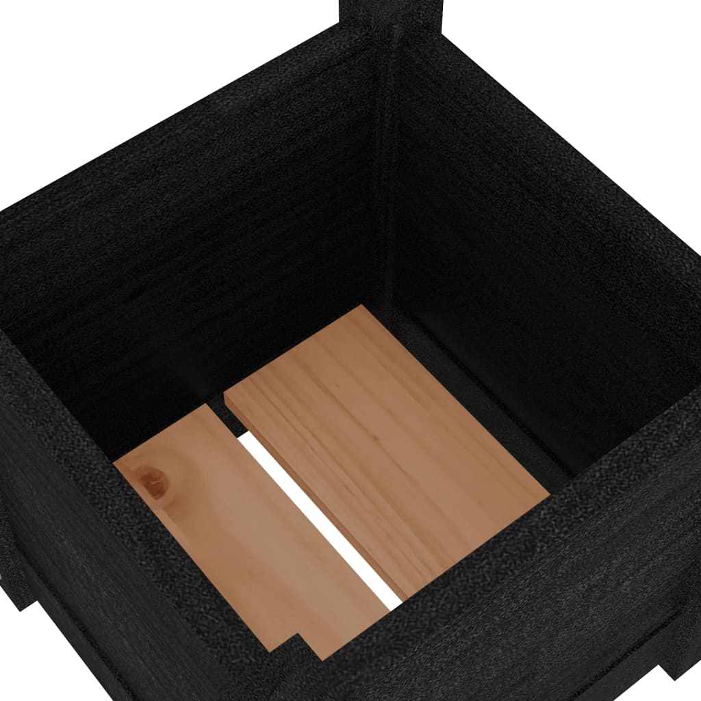 vidaXL dārza puķu kastes, 2 gab., melnas, 31x31x31 cm, priedes koks