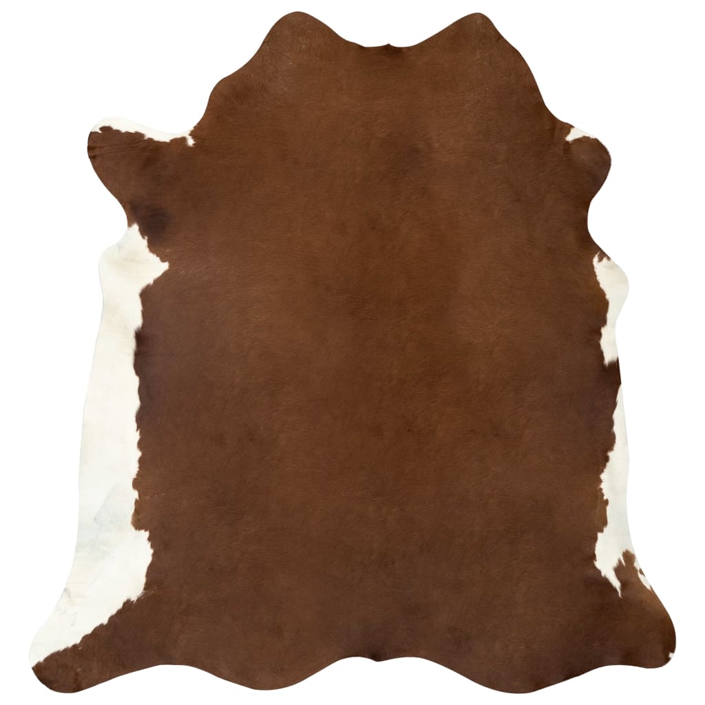 vidaXL zvērādas paklājs, dabīgā govs āda, 150x170 cm, brūns un balts