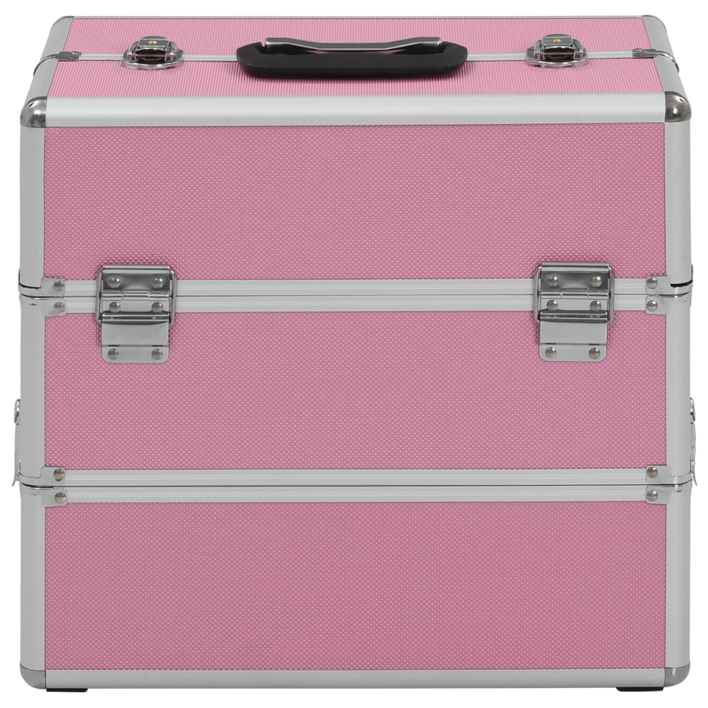 vidaXL kosmētikas koferis, 37x24x35 cm, alumīnijs, rozā
