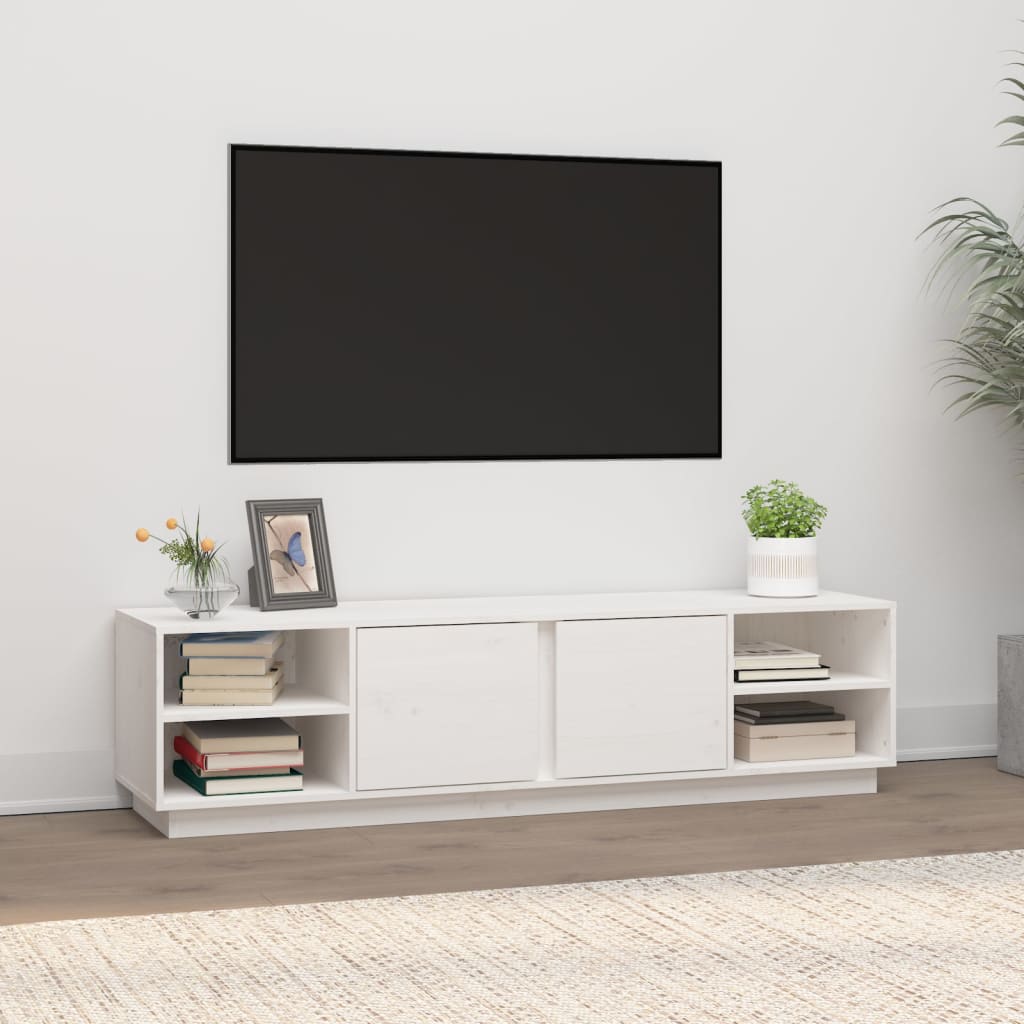 vidaXL TV skapītis, balts, 156x40x40 cm, priedes masīvkoks
