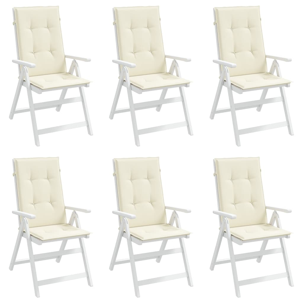 vidaXL dārza krēslu spilveni, 6 gab., krēmkrāsas, 120x50x3 cm, audums