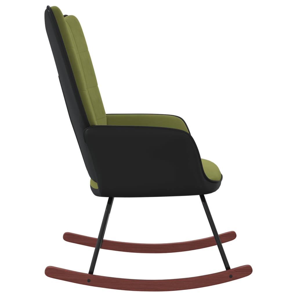 vidaXL šūpuļkrēsls, gaiši zaļš, samts un PVC