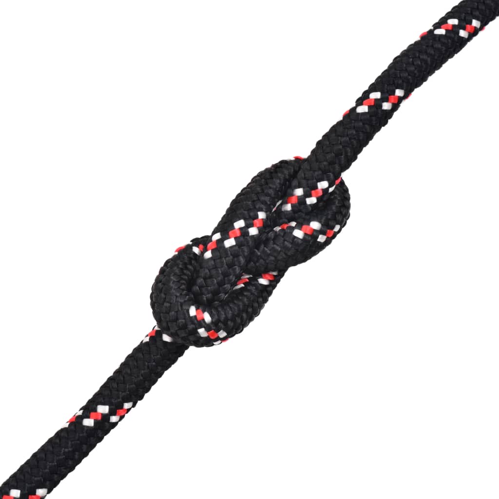 vidaXL pietauvošanās virve, polipropilēns, 12 mm, 250 m, melna