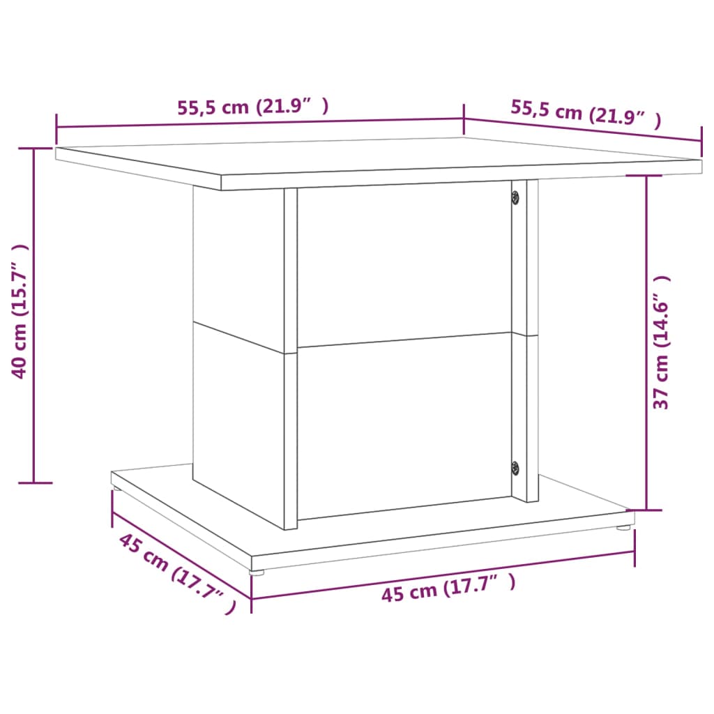 vidaXL kafijas galdiņš, balts, 55,5x55,5x40 cm, skaidu plāksne