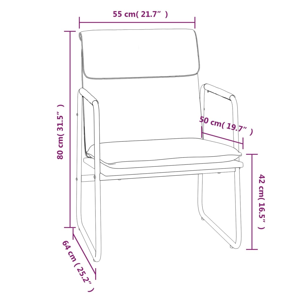 vidaXL atpūtas krēsls, pelēks, 55x64x80 cm, mākslīgā āda