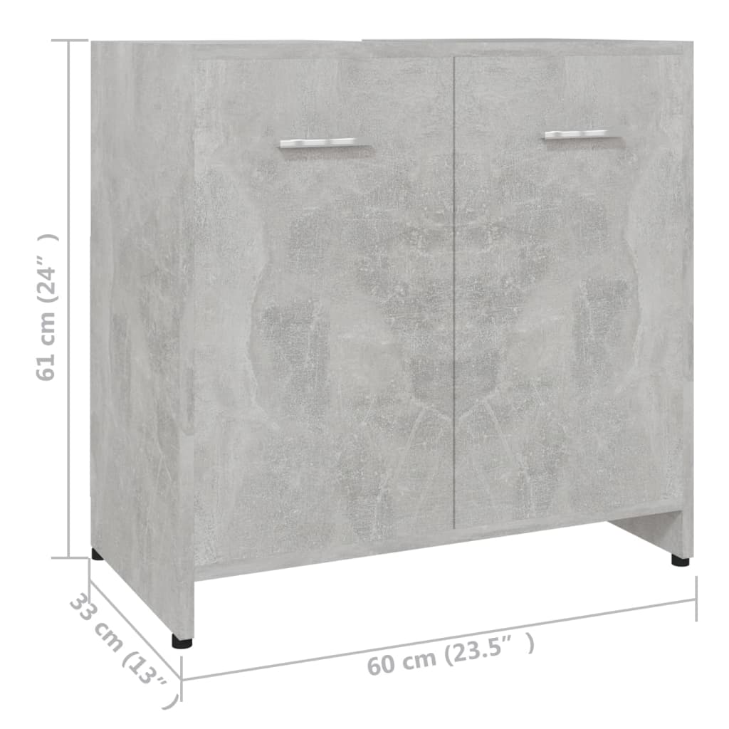 vidaXL vannasistabas skapītis, betona pelēks, 60x33x61 cm