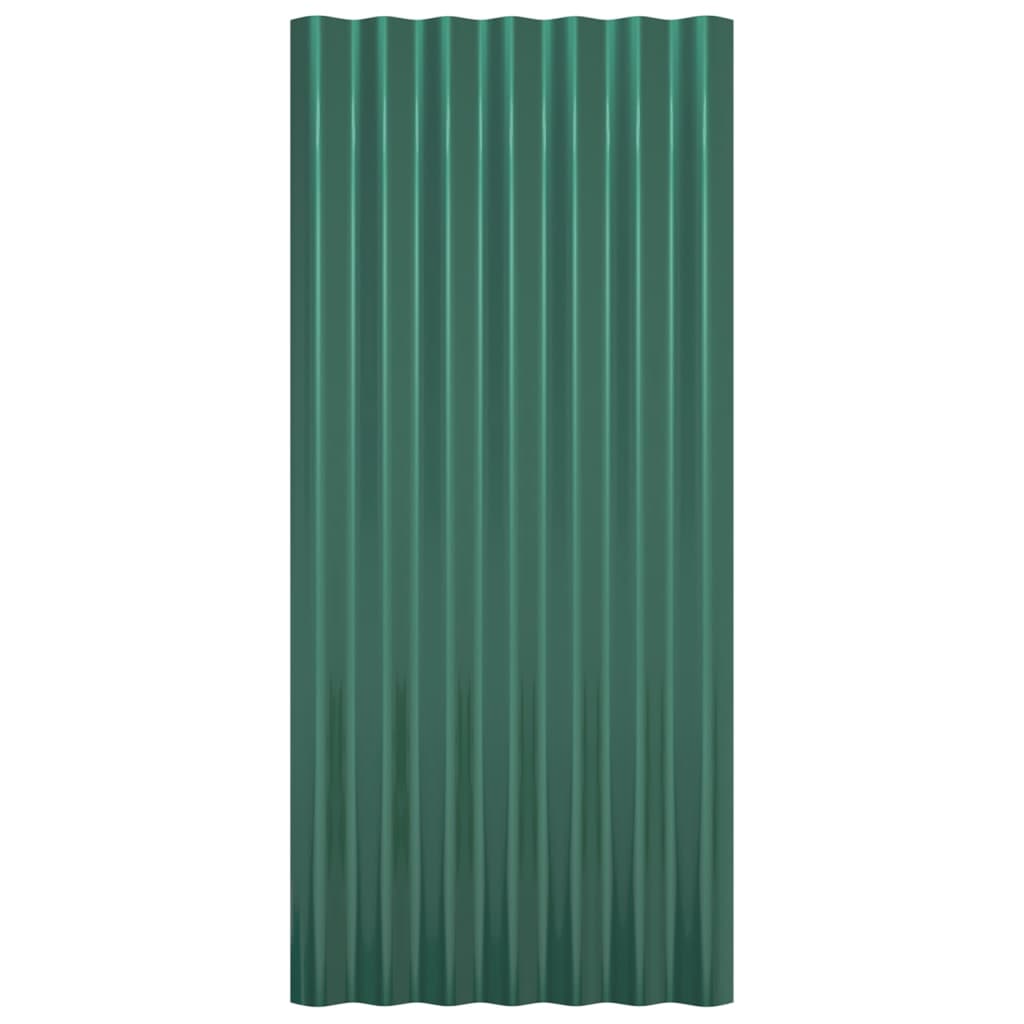 vidaXL jumta paneļi, 36 gab., pulverkrāsots tērauds, zaļi, 80x36 cm