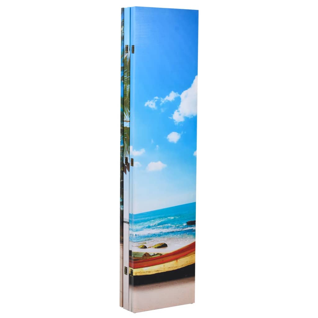 vidaXL istabas aizslietnis, 200x170 cm, saliekams, pludmales ainava