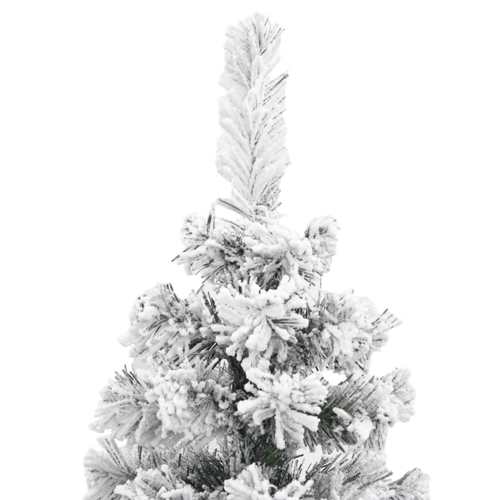 vidaXL mākslīgā Ziemassvētku egle ar sniegu, šaura, zaļa, 150 cm, PVC