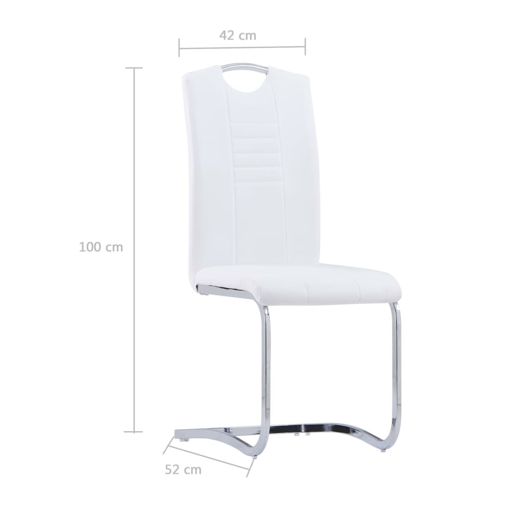 vidaXL virtuves galds un 6 krēsli, balta mākslīgā āda