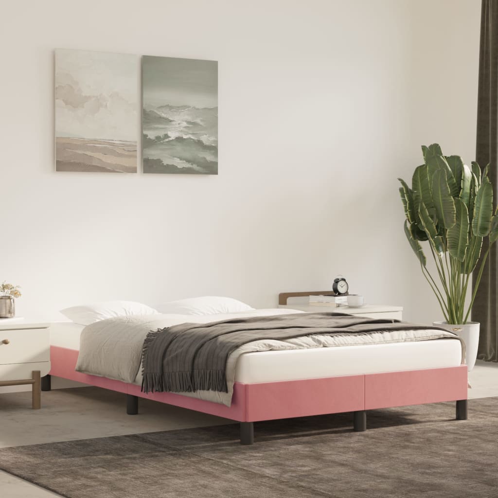 vidaXL gultas rāmis, rozā, 120x190 cm, samts