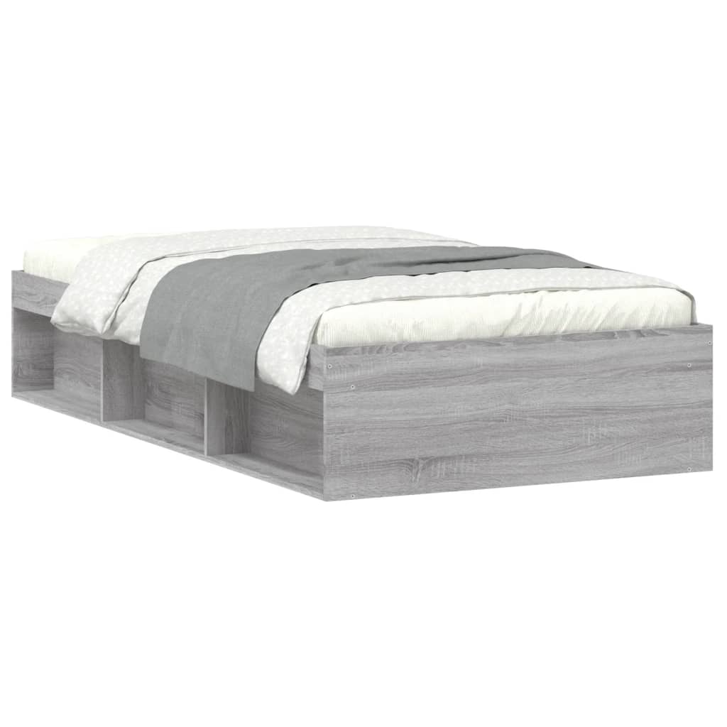 vidaXL gultas rāmis, pelēka ozolkoka, 100x200 cm