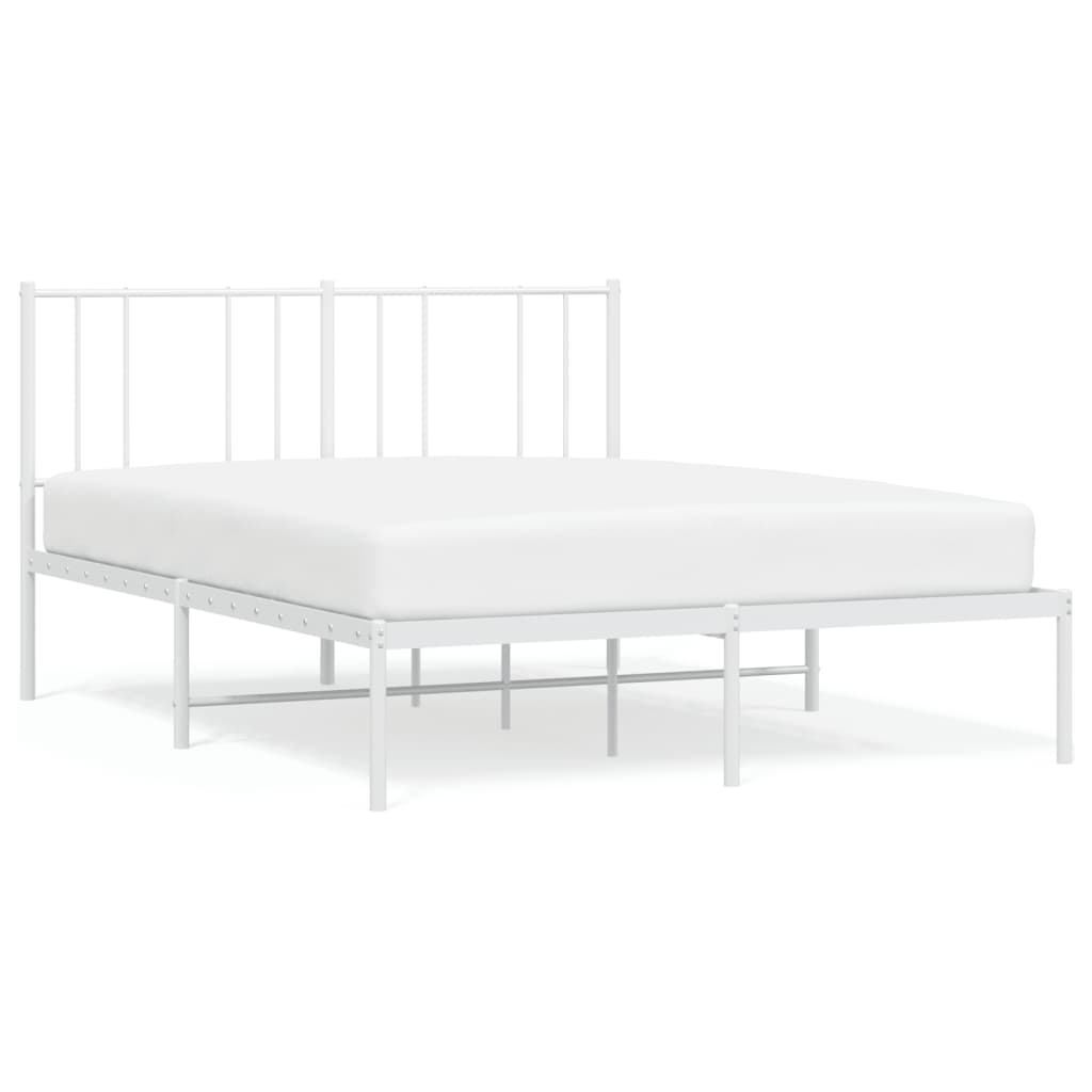 vidaXL gultas rāmis ar galvgali, balts metāls, 160x200 cm