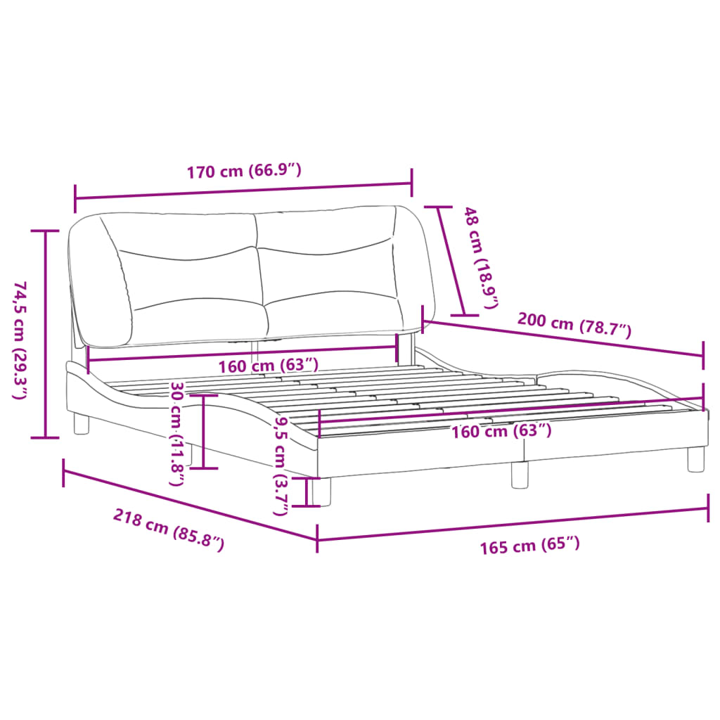 vidaXL gultas rāmis ar galvgali, brūns, 160x200 cm, mākslīgā āda