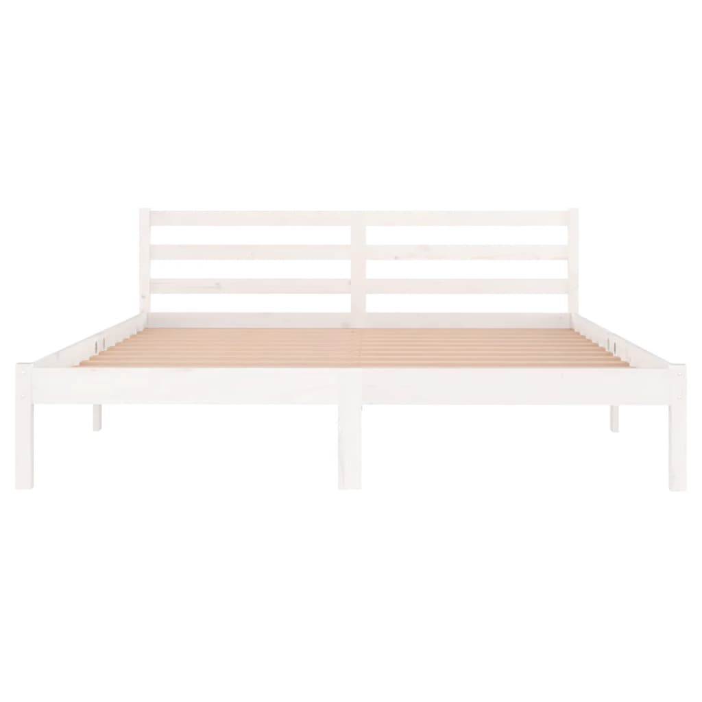 vidaXL gultas rāmis, priedes masīvkoks, 160x200 cm, balts
